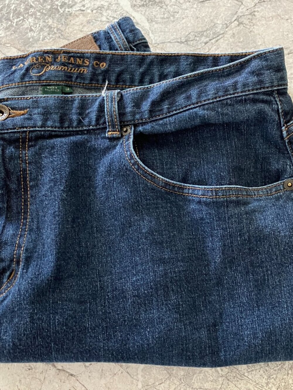 LRL Lauren Jeans Co Ralph Lauren Womens Sz 16W Blue Straight Leg Denim High Rise